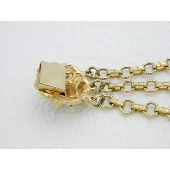 VTG Gold Tone Faux Blue Lapis Lazuli Pearl Etruscan Byzantine Style Bracelet